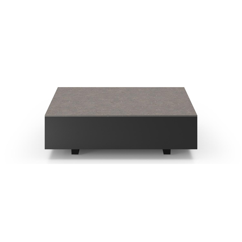 Como loungetafel in zwart aluminium en wulong volkeramiek - L 70 x B 80 x H 20 cm