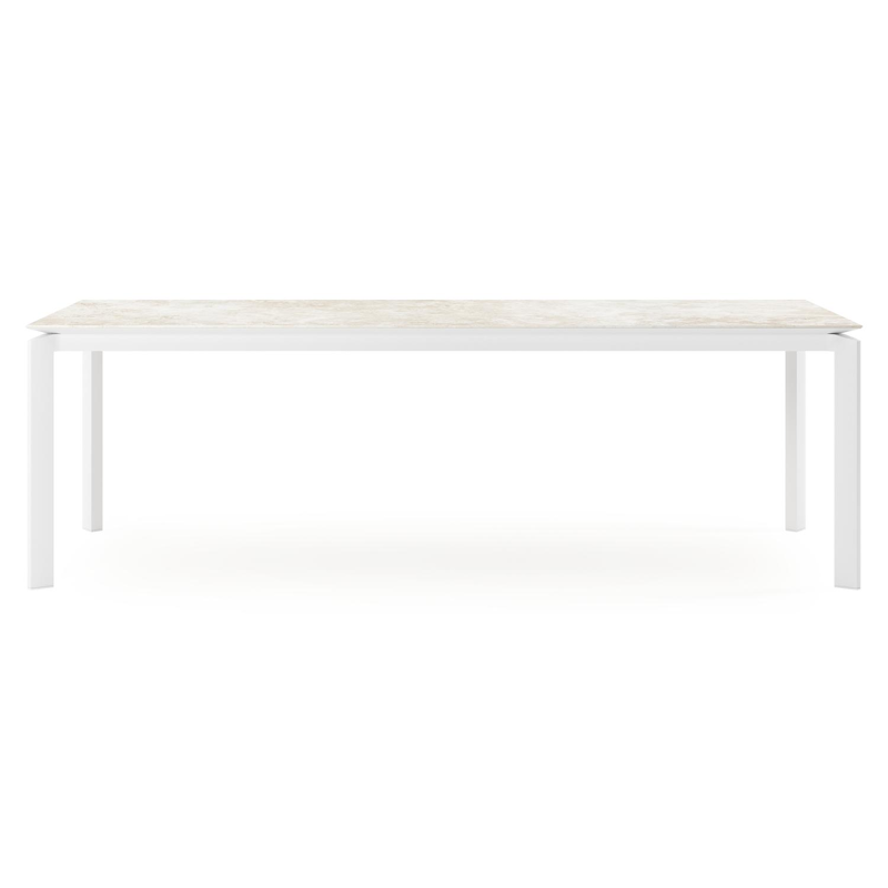 Table de jardin rectangulaire Cirello en aluminium blanc et céramique pleine Rapolano Lg. 240 x Lrg. 100 cm