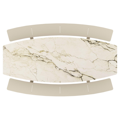 Forno picknicktafel bootvorm in beige aluminium en volkeramiek Colorado Dunes - L 280 x B 112 cm