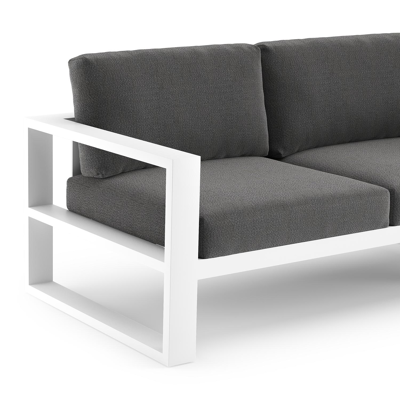 Verato loungehoek in wit aluminium met savane tornado all weather sunbrella® luxe kussen