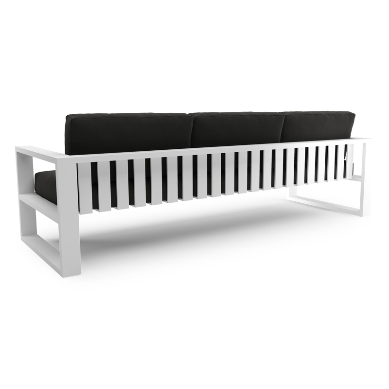 Verato loungebank in wit aluminium met natte sooty all weather sunbrella® luxe kussen