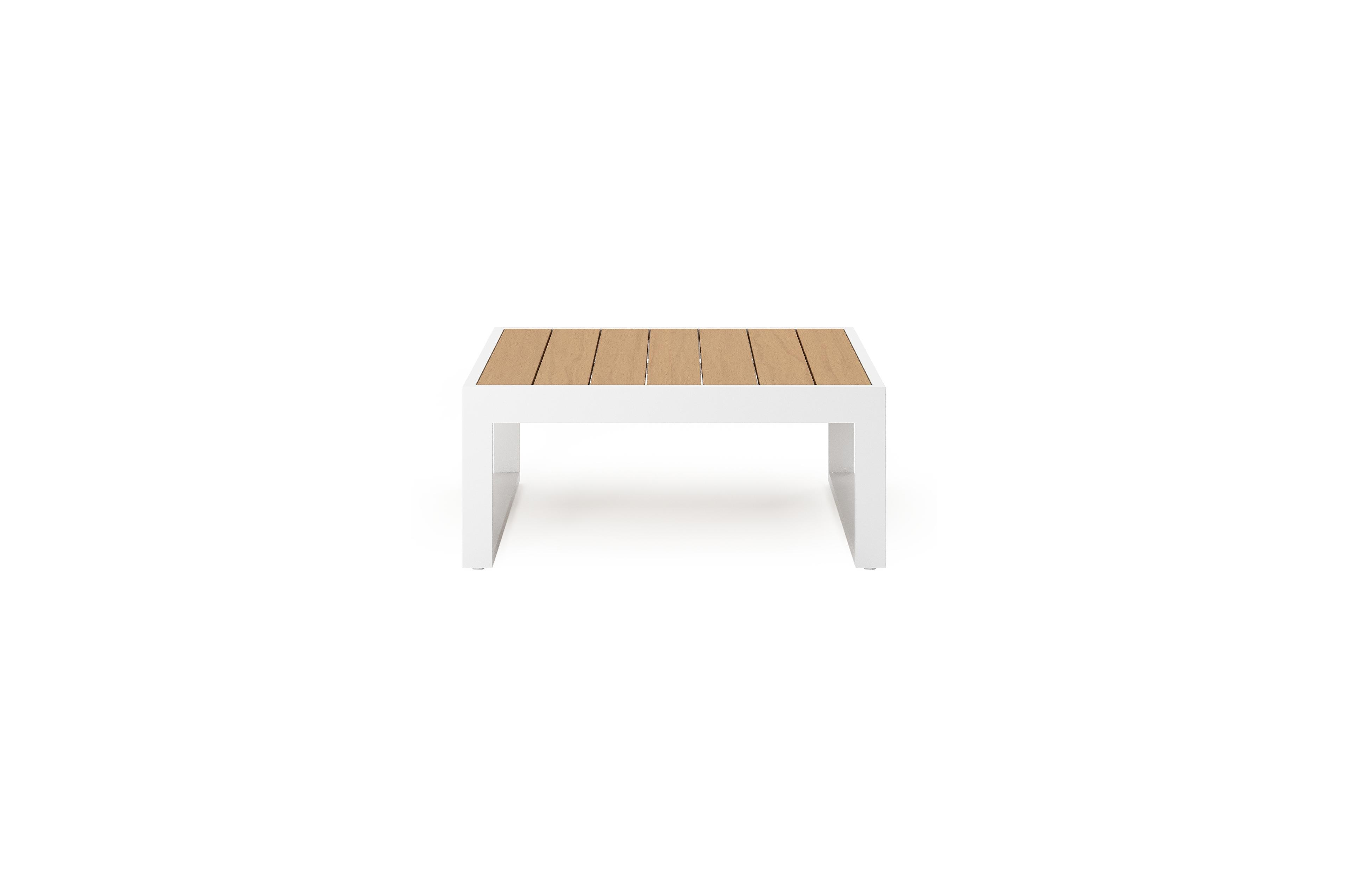 Caldela loungetafel in wit aluminium en polywood - L 70 x B 70 x H 30.5 cm