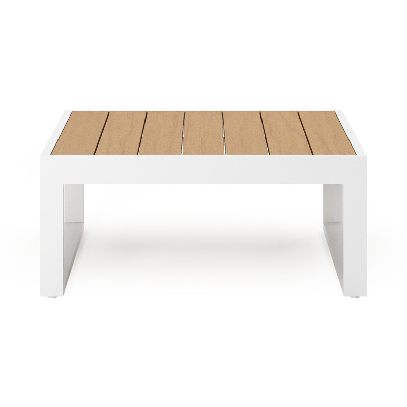 Caldela loungetafel in wit aluminium en polywood - L 70 x B 70 x H 30.5 cm