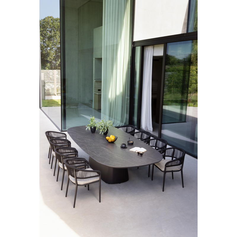Amico tuintafel bombo xl in zwart aluminium en volkeramiek Black Obsession - L 320 x B 148 x H 74 cm
