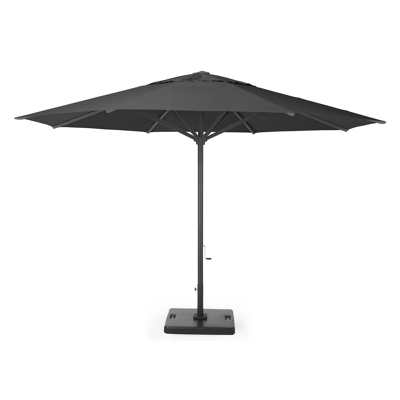 Solino staanparasol in zwart aluminium met zwart all weather sunbrella® premium parasoldoek - Dia. 400 cm (met voet)