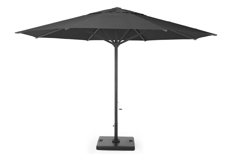 Solino staanparasol in zwart aluminium met zwart all weather sunbrella® premium parasoldoek - Dia. 400 cm (met voet)
