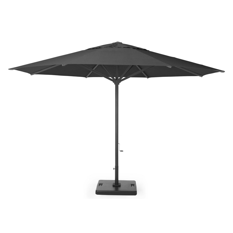 Solino staanparasol in zwart aluminium met zwart all weather sunbrella® premium parasoldoek - Dia. 400 cm (met voet)