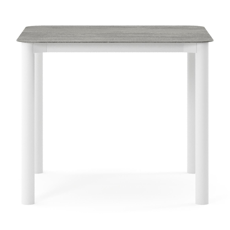 Orso tuintafel rechthoekig afgerond in wit aluminium en volkeramiek Aspen Grey - L 90 x B 90 x H 74.5 cm