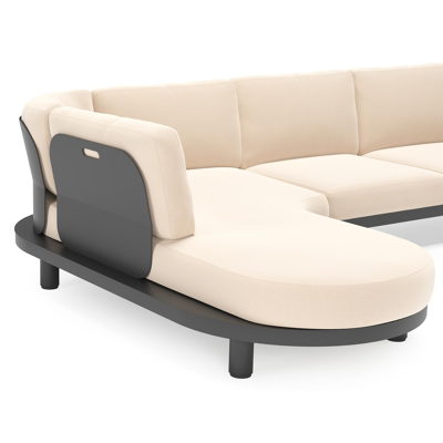 Donato loungehoek in zwart aluminium met all weather sunbrella® luxe Natte Linen Chalk kussen