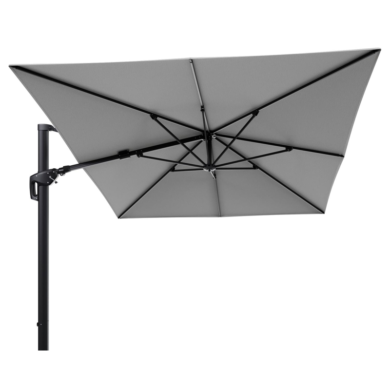 Minore zweefparasol tiltfunctie in zwart aluminium en parasoldoek in All Weather Sunbrella® Luxe Savane Nimbus  - L1 400 x L2 300 cm (zonder voet)