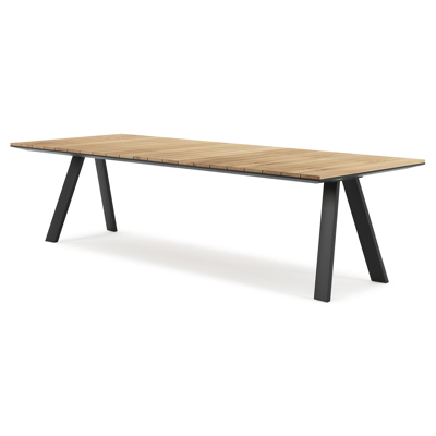 Cesano tuintafel rechthoekig in zwart aluminium en teak - L 280 x B 110 x H 75 cm
