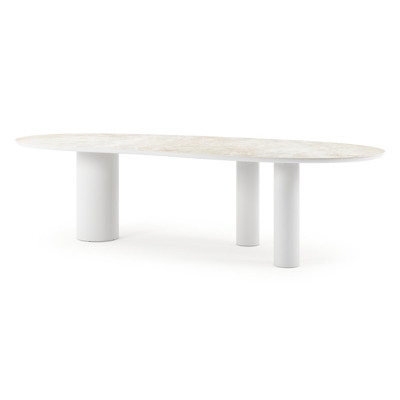 Organo tuintafel organisch in wit aluminium en volkeramiek Rapolano L 280 x B 120 cm