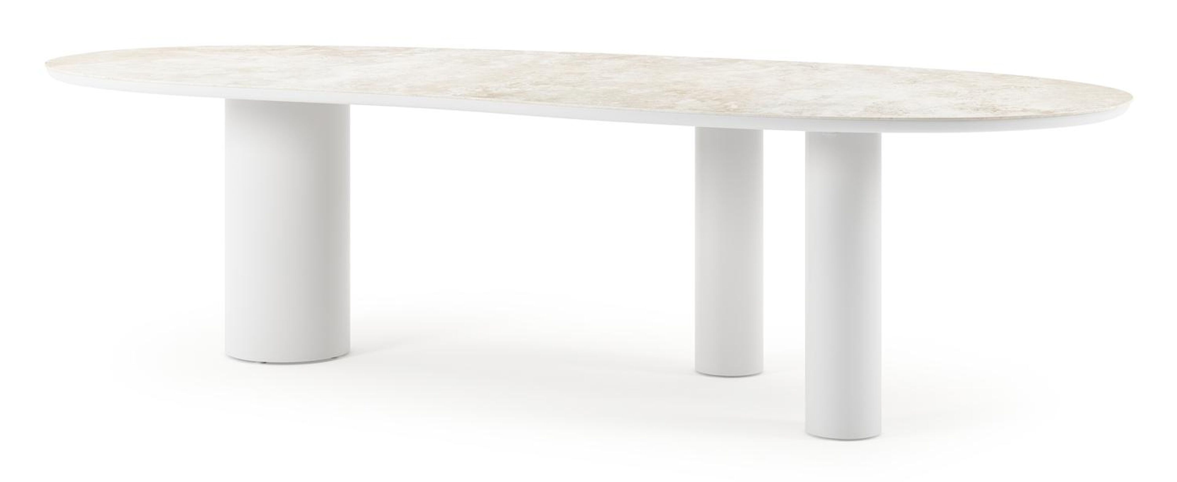 Table de jardin Organo organique en aluminium blanc et céramique pleine Rapolano Lg. 280 x Lrg. 120 cm