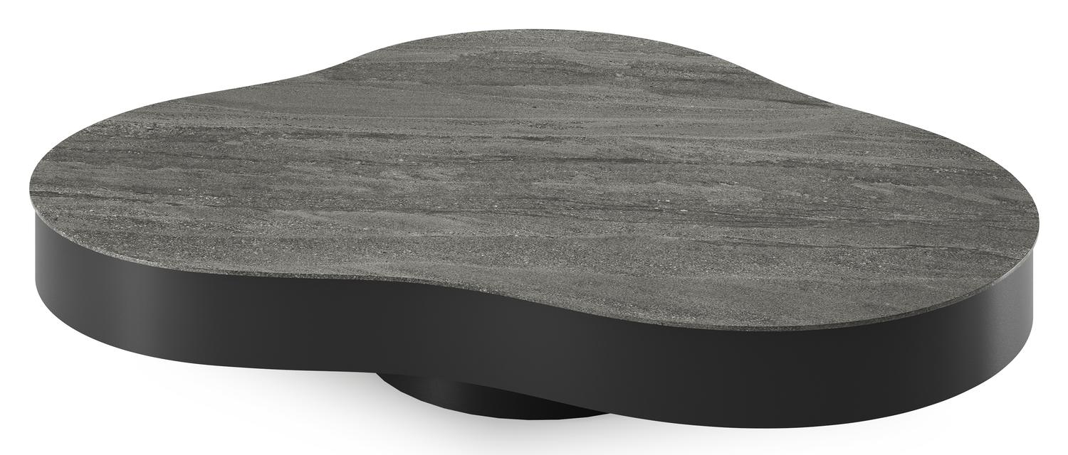 Lomano loungetafel cloud in zwart aluminium en volkeramiek Aspen Grey - L 131 x B 108 x H 25 cm