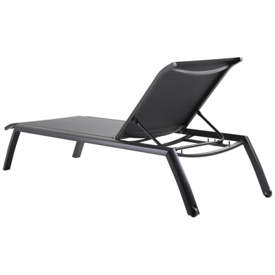 Set van 2 verstelbare Bari ligbedden in zwart aluminium en grijs textileen