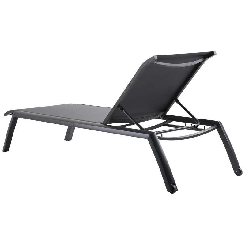 Set van 2 verstelbare Bari ligbedden in zwart aluminium en grijs textileen