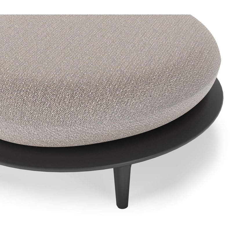 Bomero poef in zwart aluminium met wander granite all weather sunbrella® luxe kussen