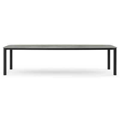 Orso tuintafel bootvorm in zwart aluminium en volkeramiek aspen grey - L 315 x B 115 x H 75 cm