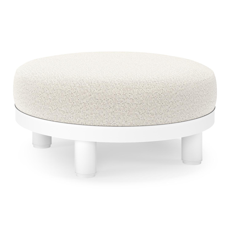 Donato lounge poef in wit aluminium met All Weather Solica Firenze Natural kussen