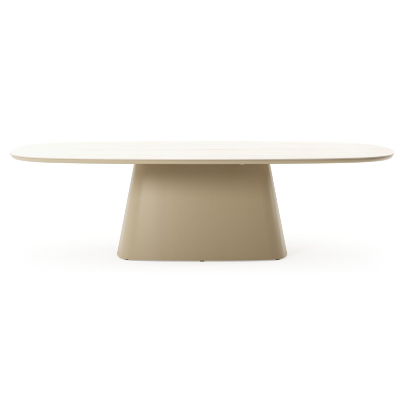 Table de jardin Amico bombo xl en aluminium beige et céramique pleine Travertino Bianco - Lg. 270 x Lrg. 148 x Haut. 73.5 cm