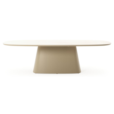 Amico tuintafel bombo xl in beige aluminium en volkeramiek Travertino Bianco - L 270 x B 148 x H 73.5 cm