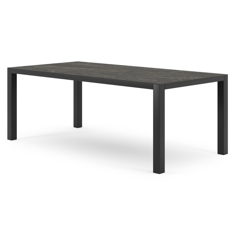 Table de jardin Como en aluminium noir et céramique pleine black obsession - Lg 200 x Larg. 100 x H 75 cm