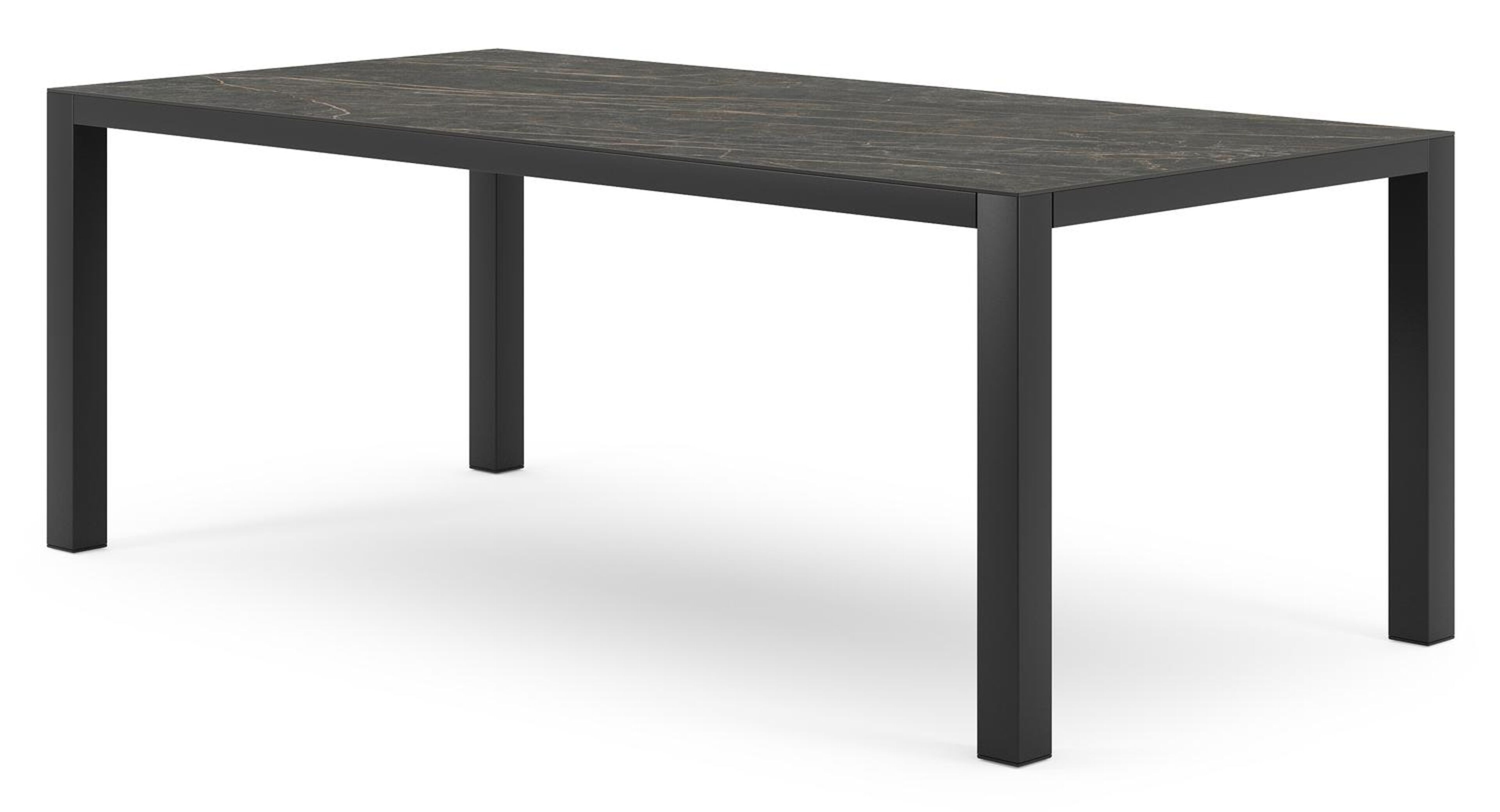 Como tuintafel rechthoekig in zwart aluminium en volkeramiek black obsession - L 200 x B 100 x H 75 cm