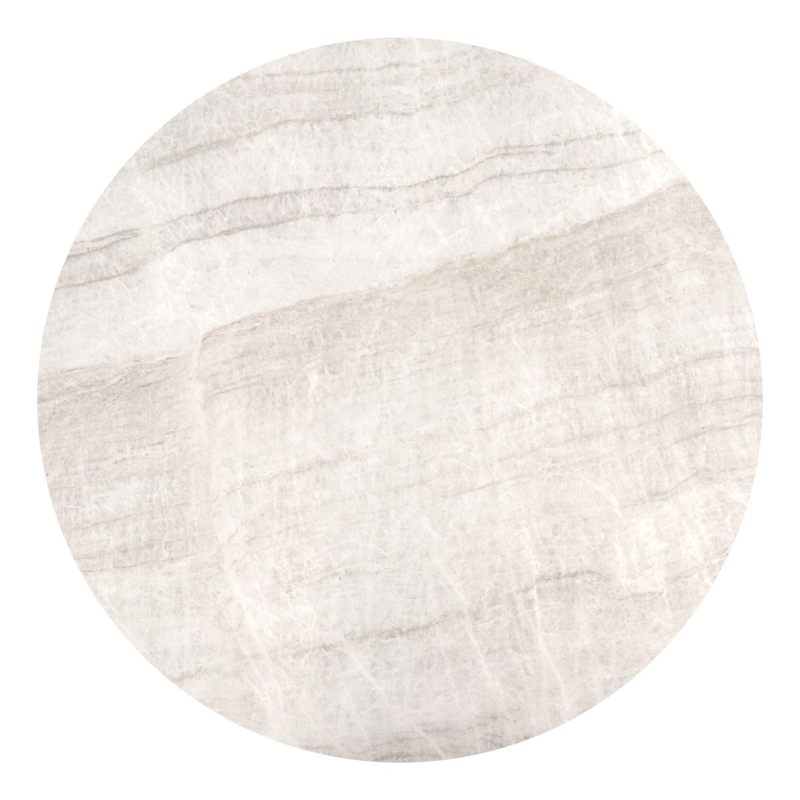 Table de jardin Fano ronde en aluminium blanc et céramique pleine Taj Mahal - Diam. 148 x Haut. 75 cm