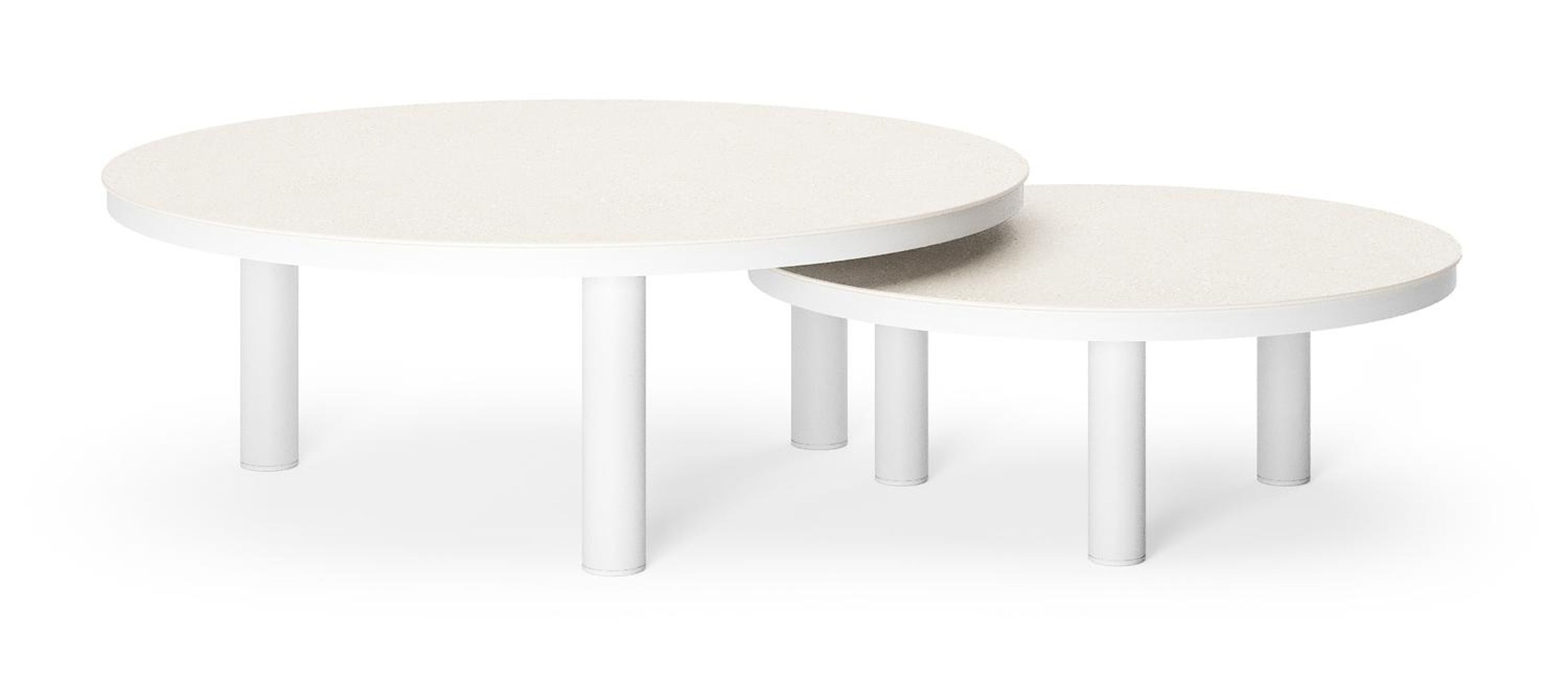 Lindo loungetafel in wit aluminium en sintered stone crema minerale