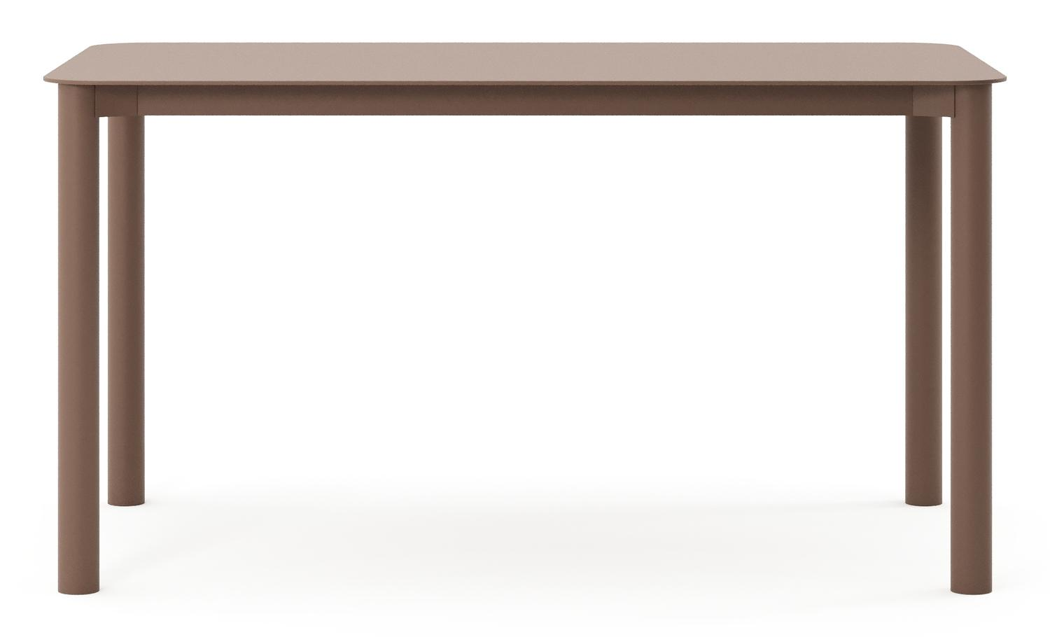 Table de jardin rectangulaire Orso arrondie en aluminium taupe - Lg. 140 x Lrg. 80 x Haut. 74,5 cm