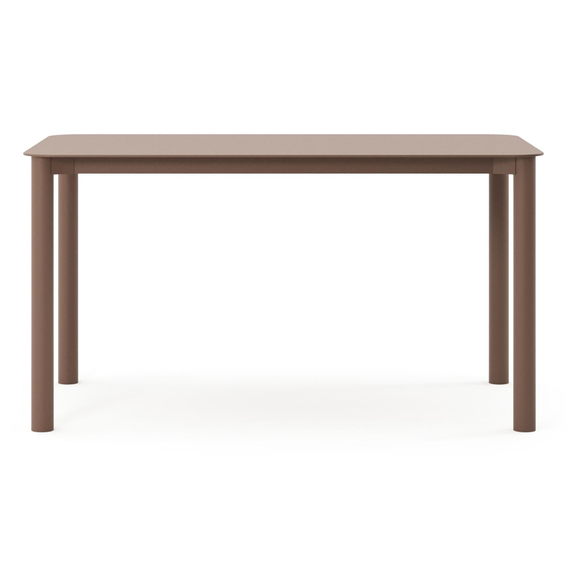 Table de jardin rectangulaire Orso arrondie en aluminium taupe - Lg. 140 x Lrg. 80 x Haut. 74,5 cm