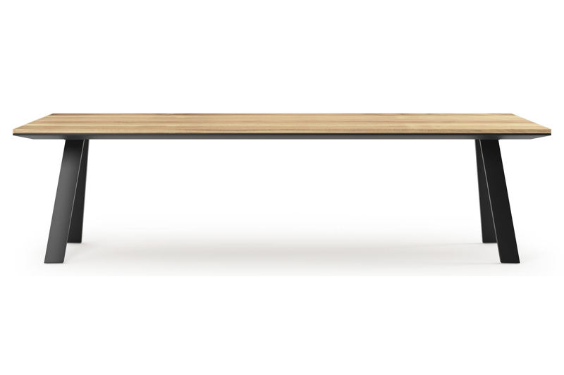 Cesano tuintafel rechthoekig in zwart aluminium en teak - L 280 x B 110 x H 75 cm