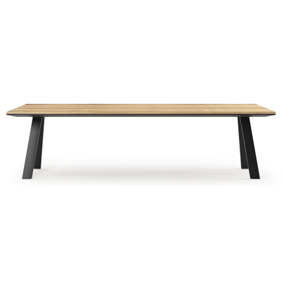 Cesano tuintafel rechthoekig in zwart aluminium en teak - L 280 x B 110 x H 75 cm