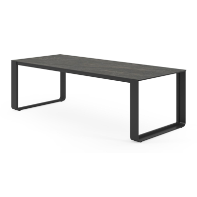 Table de jardin Atessa en aluminium noir et céramique pleine black obsession - Lg 240 x Larg, 100 x H 75 cm