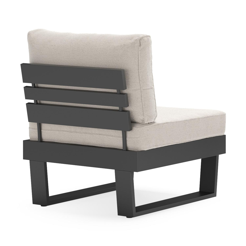 Set van 2 Alora loungestoelen in zwart aluminium met beige Weather+ Softtouch kussen