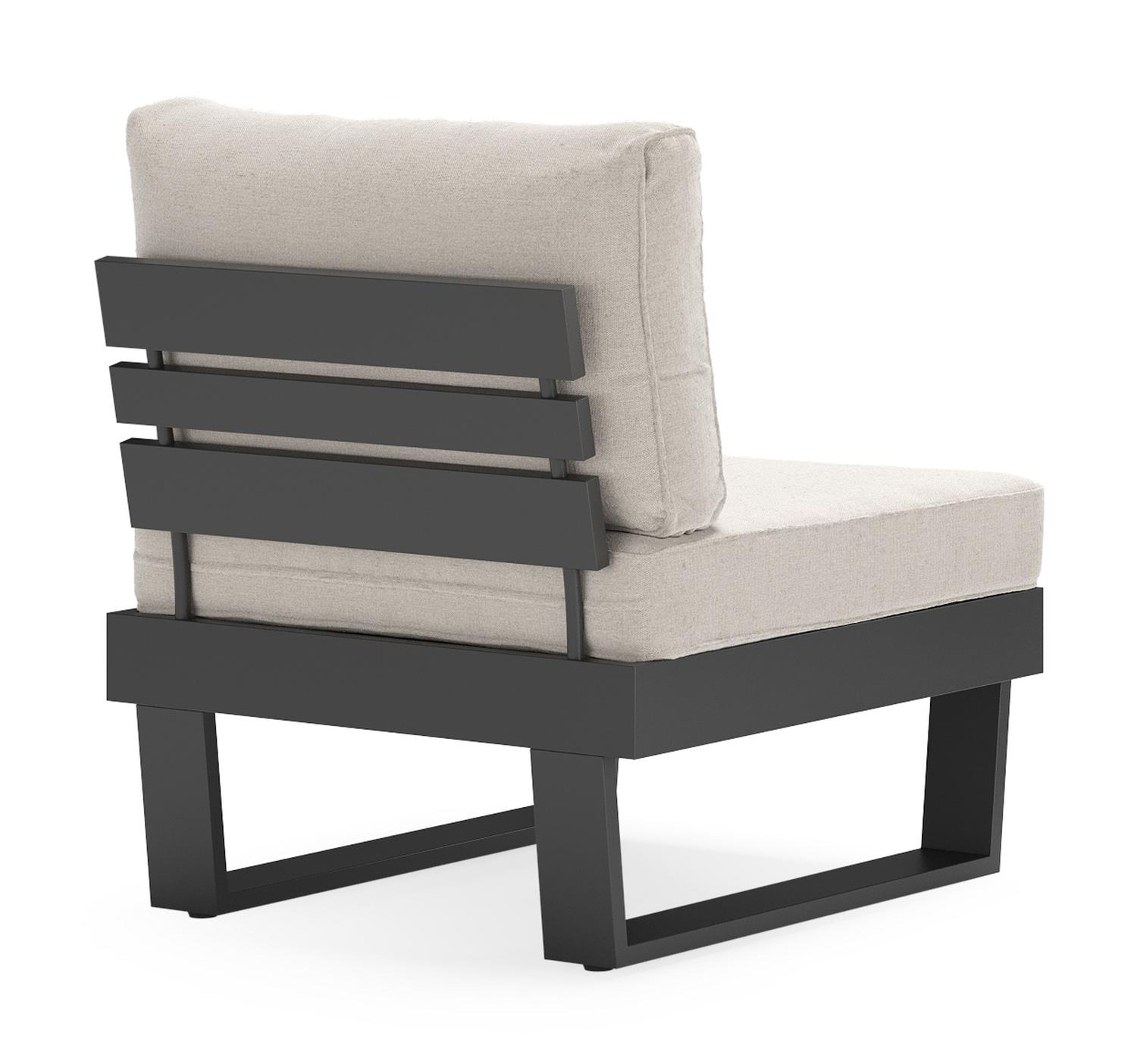 Set van 2 Alora loungestoelen in zwart aluminium met beige Weather+ Softtouch kussen