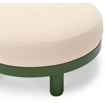 Donato lounge poef in groen aluminium met all weather sunbrella® luxe Natte Linen Chalk kussen