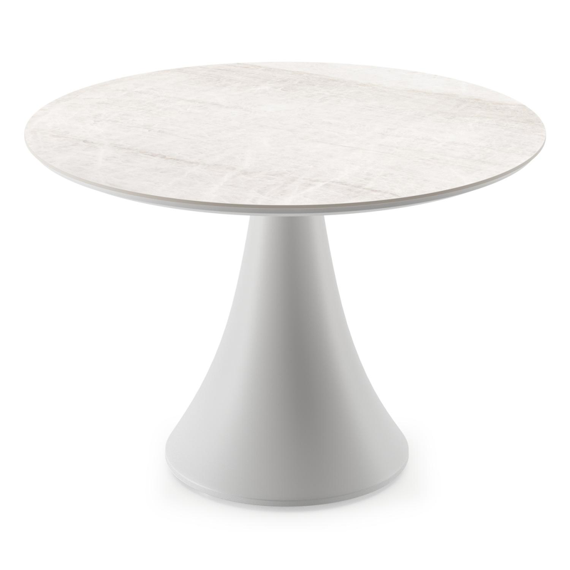 Fano loungetafel rond in wit aluminium en volkeramiek Taj Mahal - Dia. 80 x H 55 cm