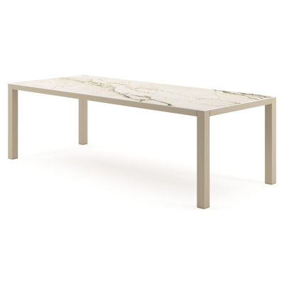 Como tuintafel rechthoekig in beige aluminium en volkeramiek Colorado Dunes - L 240 x B 100 x H 73 cm