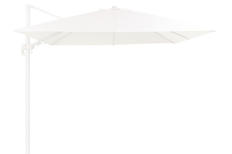 Parasol pendant Avola avec fonction tilt en aluminium blanc avec toile de parasol en weather+ softtouch blanc - Larg1 300 x Larg2 300 cm (sans pied de parasol)