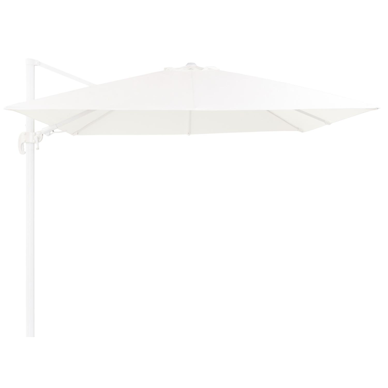Avola zweefparasol met tiltfunctie in wit aluminium met wit weather+ softtouch parasoldoek - L1 300 x L2 300 cm (zonder voet)