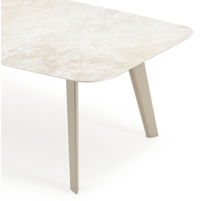 Lacirma tuintafel bootvorm in beige aluminium en volkeramiek Rapolano L 255 x B 115 cm