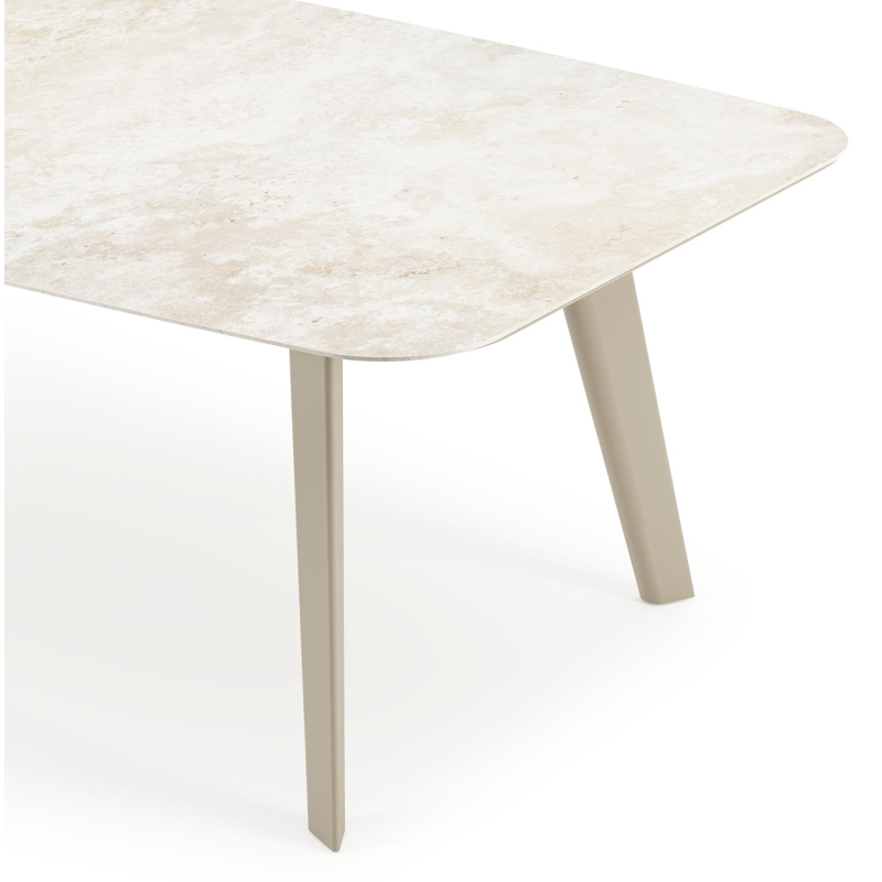 Lacirma tuintafel bootvorm in beige aluminium en volkeramiek Rapolano L 255 x B 115 cm