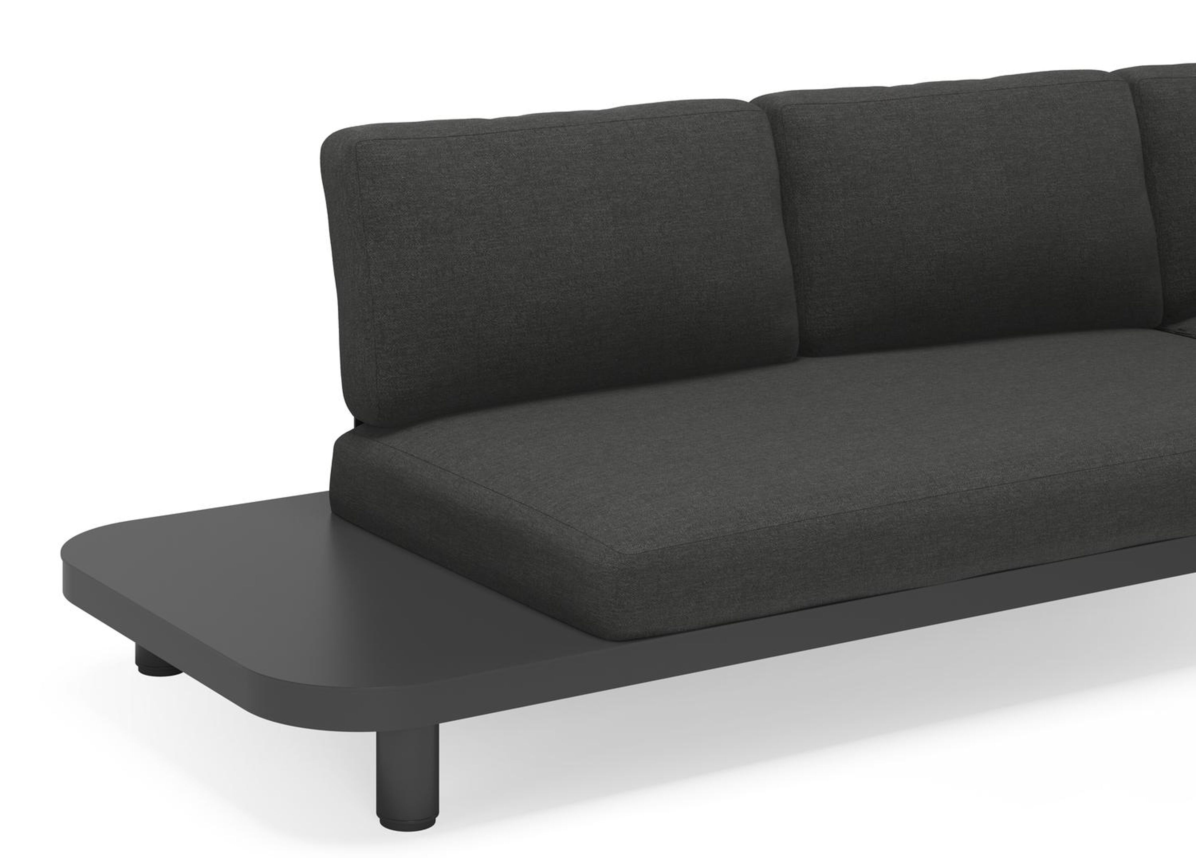 Donato loungehoek in zwart aluminium en met chartres pearl all weather sunbrella® luxe kussens