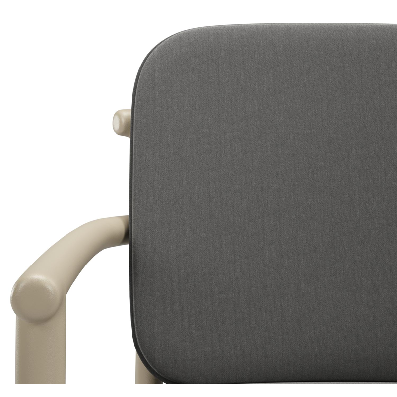 Bono stapelbare tuinstoel in beige aluminium met stoelkussen in All Weather Sunbrella® Luxe Natte Charcoal Chine