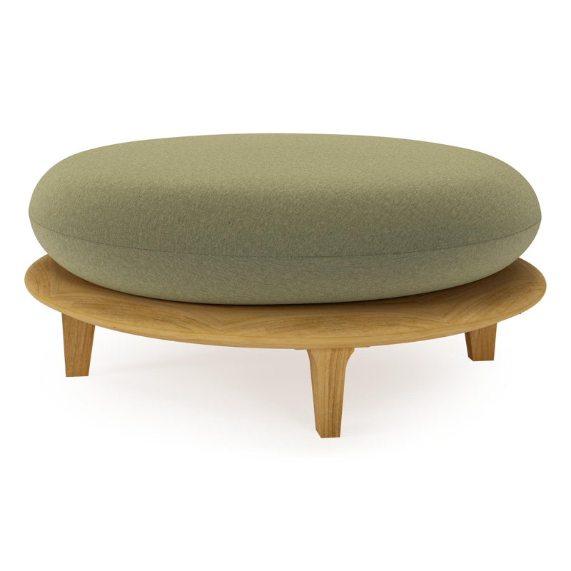 Bomero poef in teak met heritage leaf all weather sunbrella® luxe kussen