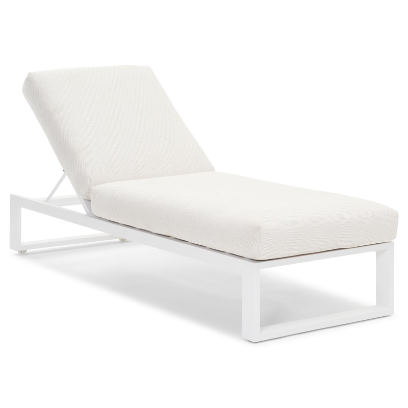 Verato verstelbaar ligbed in wit aluminium met lopi marble all weather sunbrella® luxe kussen