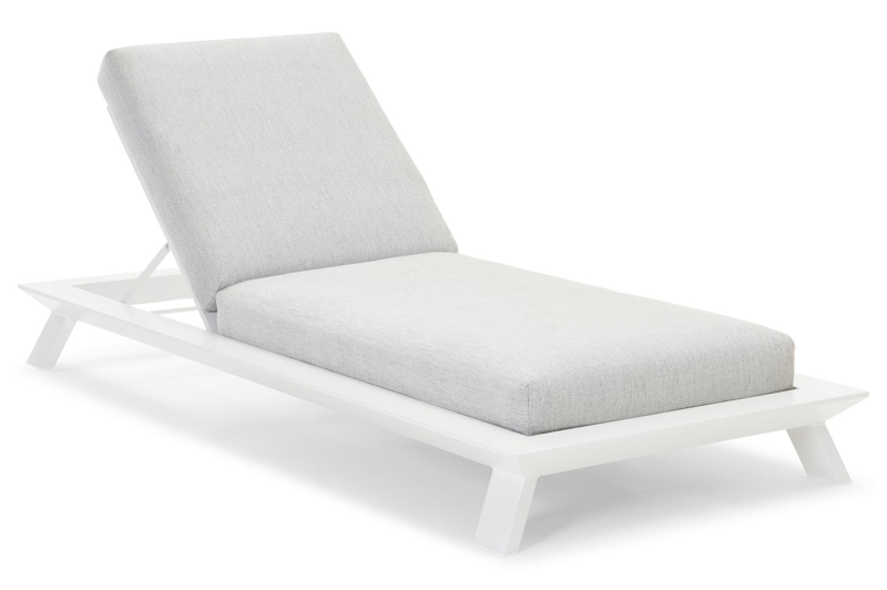 Cesano verstelbaar ligbed in wit aluminium met savane nimbus all weather sunbrella® luxe kussen