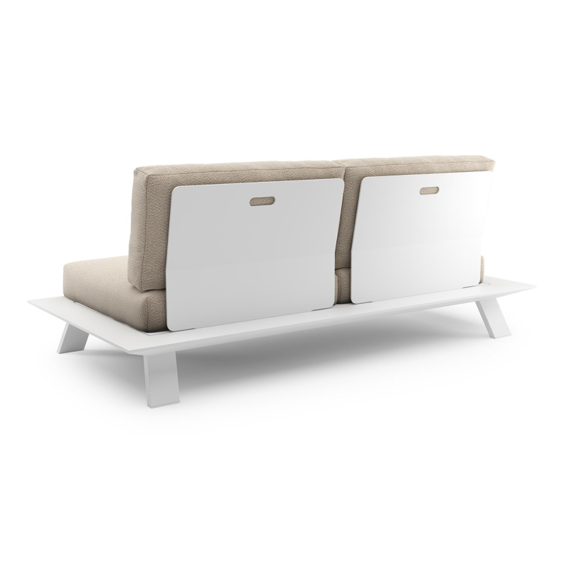 Cesano loungebank in wit aluminium met lopi sand all weather Sunbrella® luxe kussen