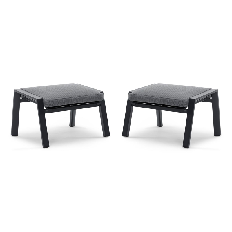 Prato lounge poef in zwart aluminium en met grijs weather+ softtouch kussen